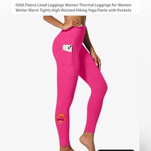 Iuga Women's Pink Leggings with Pockets
